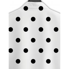 Men'S Casual Short Sleeve Shirt with 3D Black Polka Dot Pattern, Open Collar, Button-Up Front, Lightweight Summer Fabric, Perfect for Casual Attire or Casual Outings, Casual Summer Wear | Polka Dot Shirt | Stylish Button Details, Polka Dot Shirt