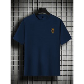 Men's Casual Short Sleeve T-Shirt - 100% Polyester Relaxed Fit Bee Print Graphic Tee with Honeycomb & Dripping Wax Design, Small Round Neck Summer Outdoor Top for Men, Durable Fabric Shirt