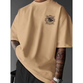 Men'S Summer Casual T-Shirt with Dark Art Eye & Hand Print, Lightweight Polyester, Quick-Dry & Machine Washable, Loose Fit for Outdoor Sports & Social Gatherings, Streetwear Style, Round Neck, Breathable Fabric