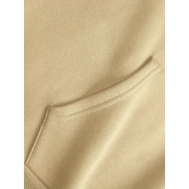 [Graphic Print Hooded] Men's Beige & Orange Graphic Print Hooded Sweatshirt - Oversized Streetwear Pullover with Balaclava Design, Soft Fabric & Front Pocket, Casual Winter Warmth, Machine Washable (PC610-S) - Fall Winter Fashion Essential