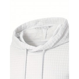 3pcs Men's Casual Waffle Knit Jacquard Hoodie Set - Long Sleeve Pullover with Side Zipper Detail, Perfect for Daily Commute, Outdoor Sports, and Beach Vacations