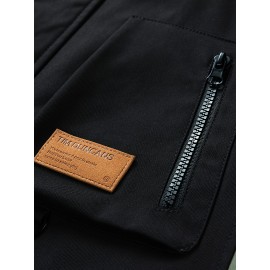 Men's Windproof Hooded Jacket for Spring & Autumn - Lightweight Work Jacket with Zipper Closure, Contrast Color Block Design, Polyester Lining & Pockets - Outdoor Sports, Hiking, Casual Wear