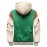 [Cozy Plush Hooded Jacket] Men's Cozy Plush Hooded Jacket | Green & Beige Two-Tone, Contrast Stitching, Letter Embroidery, Zip-Up Front, Long Sleeves, Pockets | Casual Outerwear, Durable Knitwear