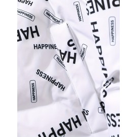 [Windproof Jacket] Warm & Stylish Men's Thick Windproof Hooded Jacket | Large Pockets & Drawstring, Black Polyester, Casual Letter Print Versatile Outerwear, Durable Outerwear