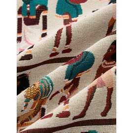 Larsen OBM Unisex Slim-Fit Long-Sleeve Shirt Jacket - Vintage Abstract Egyptian Embroidery, All-Season Casual Outdoor Wear, Machine Washable, Perfect Gift for Men & Women