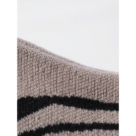 [Men's Geometric Sweater] Xingfan Men's Geometric Print Pullover Sweater | Drop Shoulder Casual Long Sleeve Round Neck Knit Top with Ribbed Detailing, Autumn Winter Warmth, Regular Fit for Casual Attire