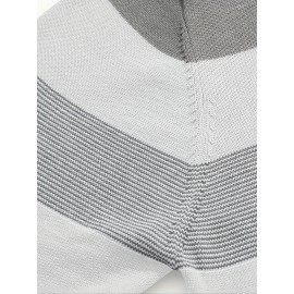 Men's Slim-Fit Casual Soft Commuter Knit Sweater - High Neck Long Sleeve with 1/4 Zipper, Navy & Light Grey Color Block Design for Autumn/Winter, Office & Casual Wear, Knitted Sweater, Comfortable Winter Wear