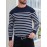 Men'S Casual Striped Knit Sweater - Navy & Vertical Stripes, Long Sleeve Crew Neck, Medium Stretch, Regular Fit for Spring/Fall, Versatile Layering Piece, Spring Fall Apparel | Classic Striped Design | Medium Stretch Fabric