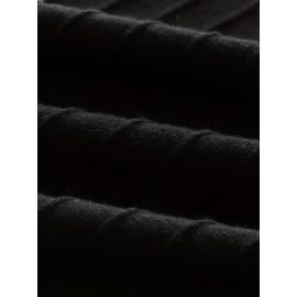 Men'S Fashionable Striped Knit Pullover Sweater - Stretchy Blend, Long Sleeve, Round Neck, Black/White/Red Vertical Stripes, Casual Style for Fall/Winte