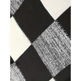 Men's Casual Hooded Color-Block Sweater - Black & Plaid Pattern, Sleeve Pullover with Ribbed Cuffs & Adjustable Drawstring Hood for Spring/Fall Daily Commute & Casual Outings, Sweater Hoodie, Durable Knitwear, Comfortable Fit