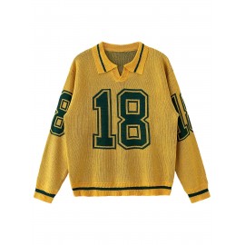 Men'S Fashion Autumn/Winter Pullover Football Number Knit Sweater Thickened Sports Style for Boys