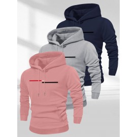 Men'S Casual Minimalist Style Hoodie, Paris Letter Print Men'S Long Sleeve Hoodie Three-Piece Set
